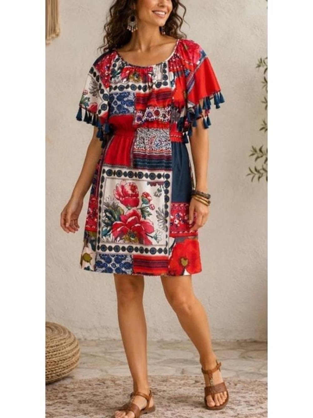 Anthropologie Vanessa Virginia Persian Rose Patchwork dress XS